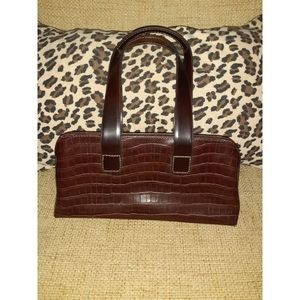Brown faux crocodile Jones New York purse